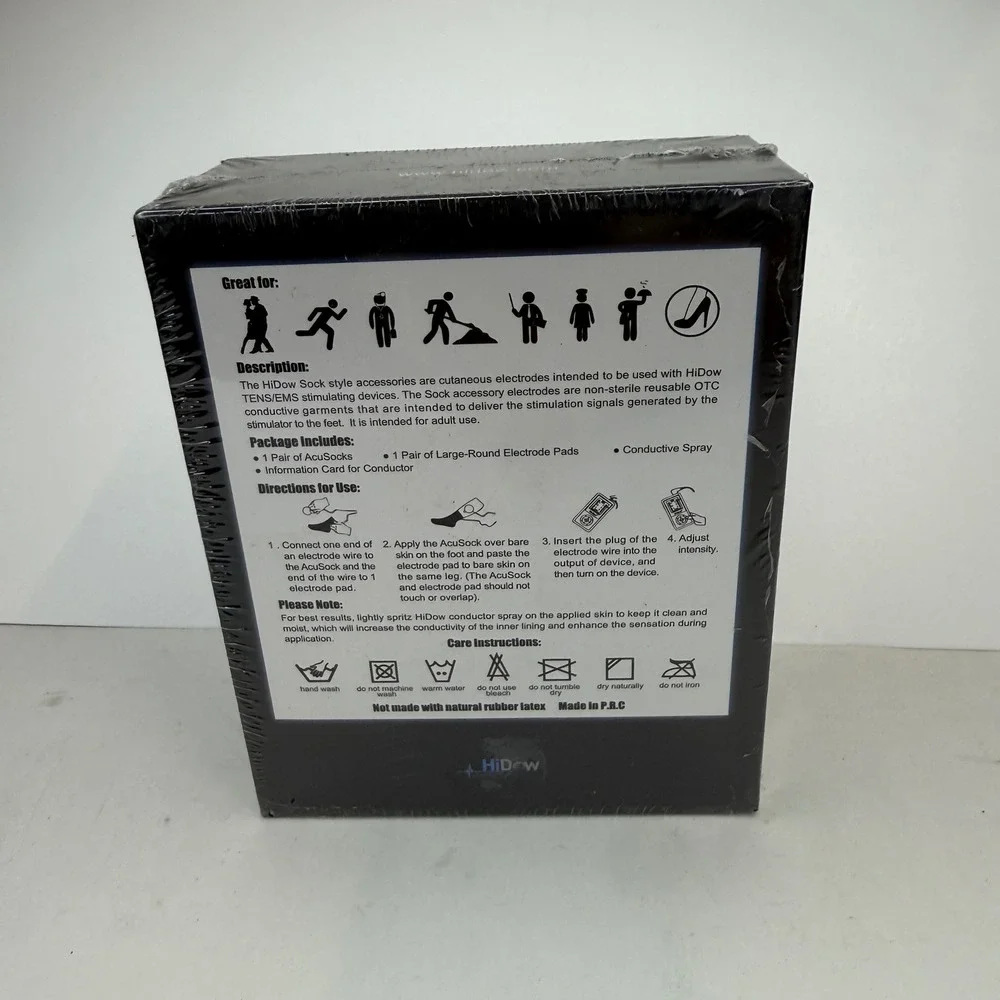 HiDow AcuSocks TENS EMS Foot Stimulation Conductive Socks New Sealed Accessory‎